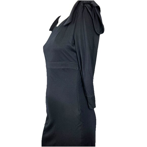 S Givenchy Bow Shoulder Stretch Cocktail Pencil Dress Black - Picture 2 of 6